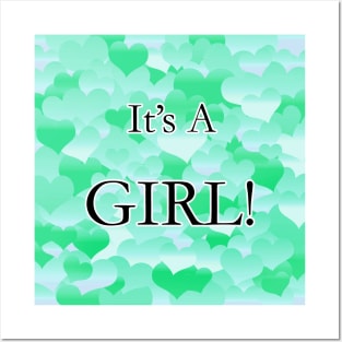 It's A Girl! Minty Hearts Posters and Art